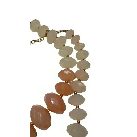 Peach double strand acrylic necklace vintage-lobster clasp-adjustable - Picture 8 of 9